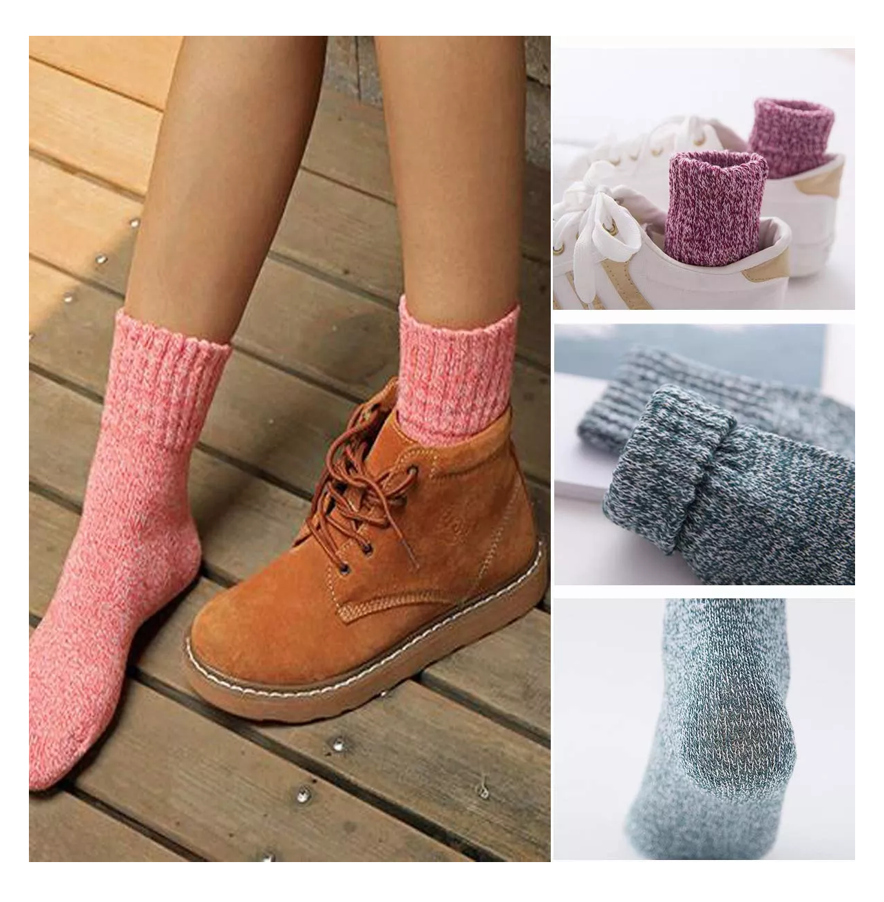Foto 5 pulgar | Calcetines Termicos Unisex Largos Tejidos 5 Pares Adecuado Para Mujeres