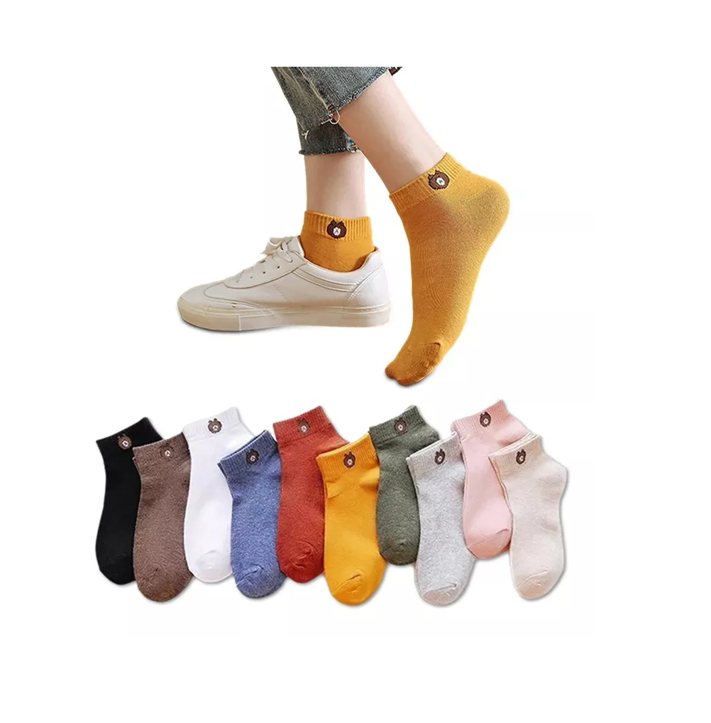Foto 4 | 10 Pares De Calcetines Cortos De Mujer Con Dibujo De Oso Colores