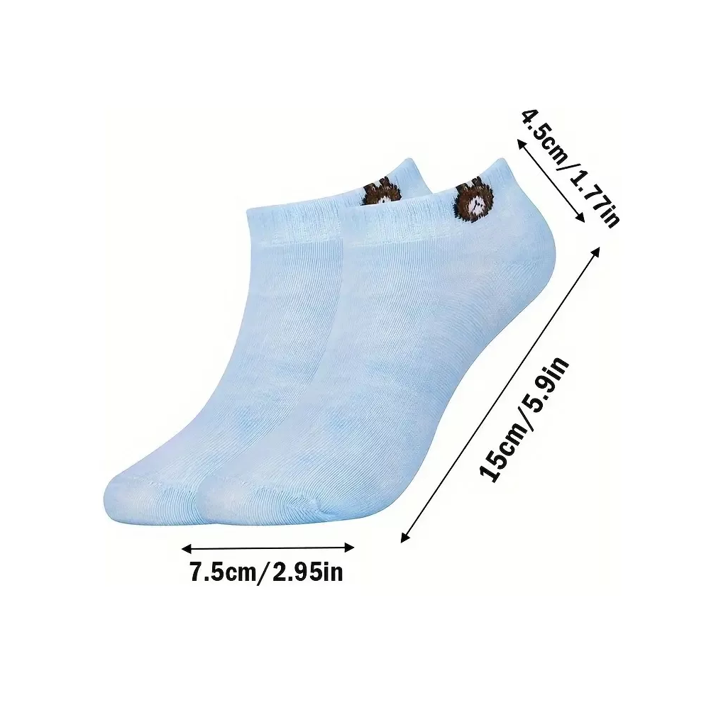 Foto 6 | 10 Pares De Calcetines Cortos De Mujer Con Dibujo De Oso Colores