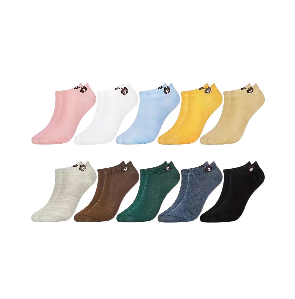 10 Pares De Calcetines Cortos De Mujer Con Dibujo De Oso Colores