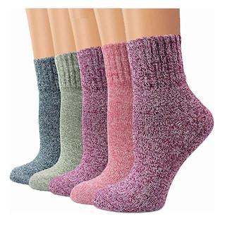 Foto 2 | Calcetines Termicos Unisex Largos Tejidos 5 Pares Adecuado Para Mujeres