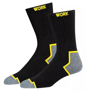 Foto 3 | Calcetines Para Trabajo 100 % Algodon 12 Pares Negro Lineas Amarillas 26 - 30 Cm Del Pie