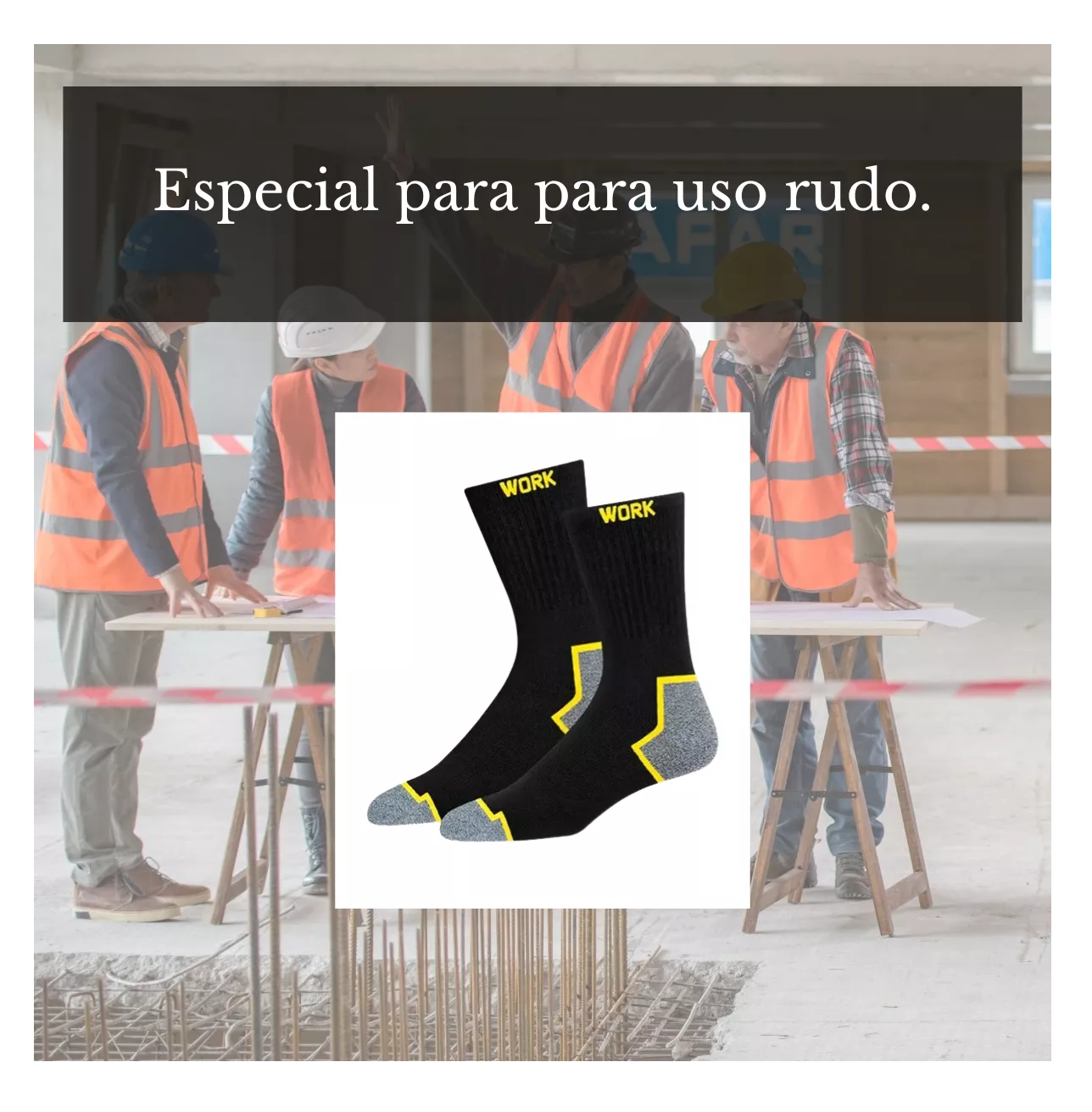 Foto 5 pulgar | Calcetines Para Trabajo 100 % Algodon 12 Pares Negro Lineas Amarillas 26 - 30 Cm Del Pie