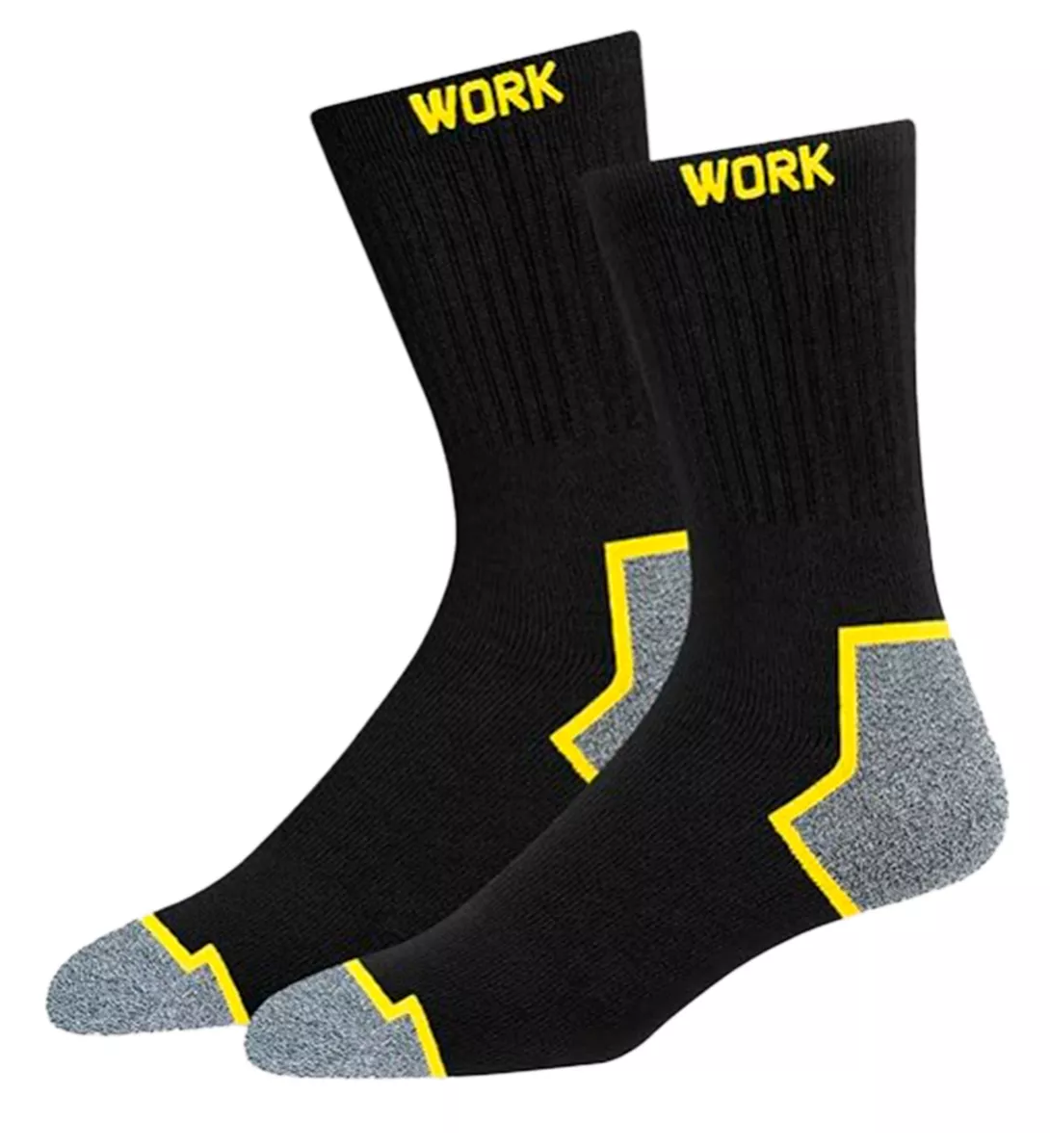 Foto 4 pulgar | Calcetines Para Trabajo 100 % Algodon 12 Pares Negro Lineas Amarillas 26-30 Cm Del Pie