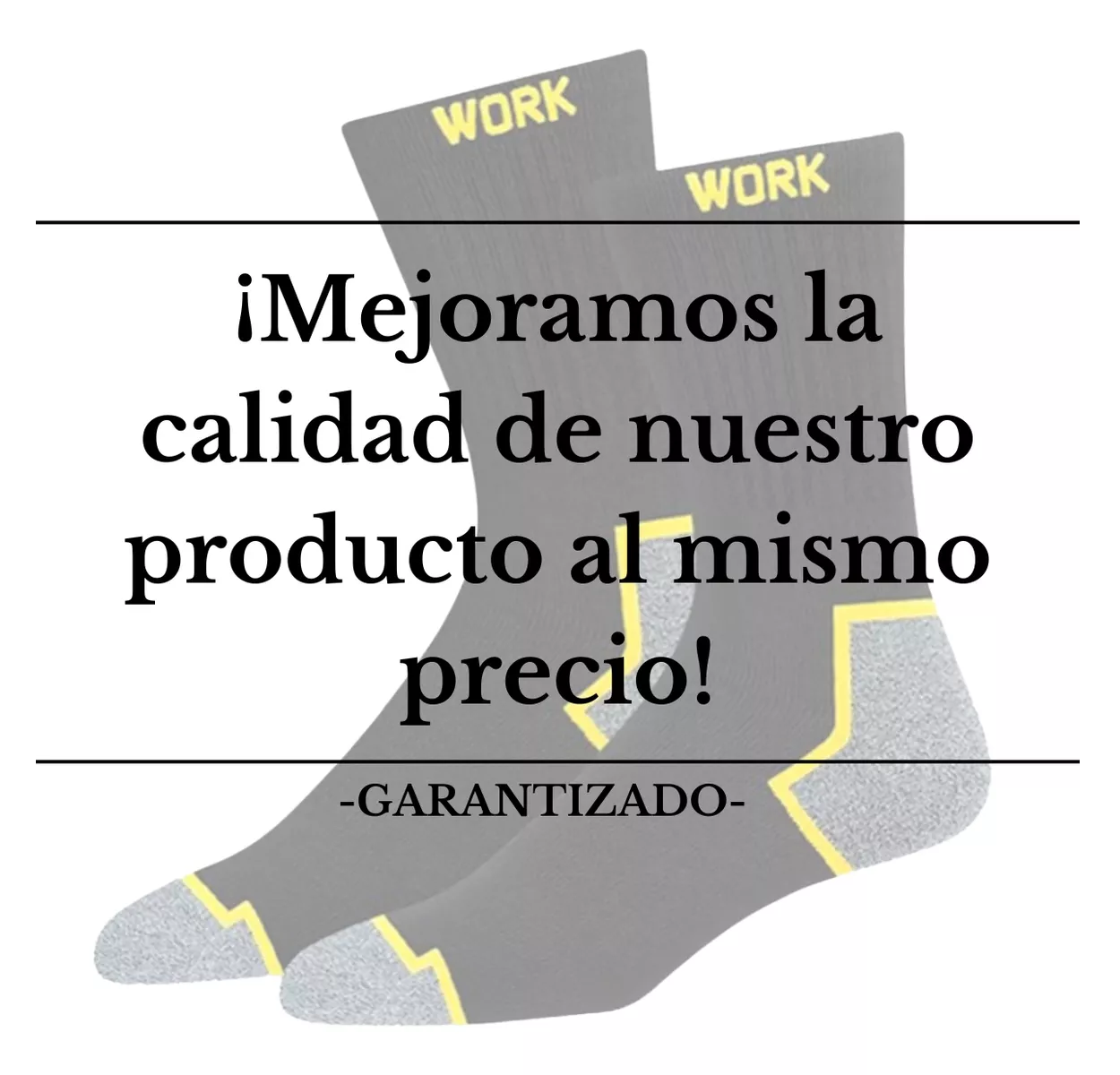 Foto 6 pulgar | Calcetines Para Trabajo 100 % Algodon 12 Pares Negro Lineas Amarillas 26-30 Cm Del Pie