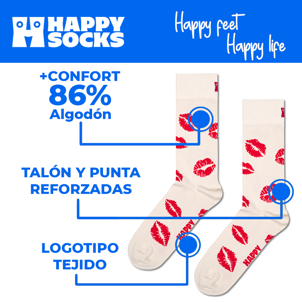 Foto 5 pulgar | Calcetines Happy Socks Diseño Labios Kisses Unisex