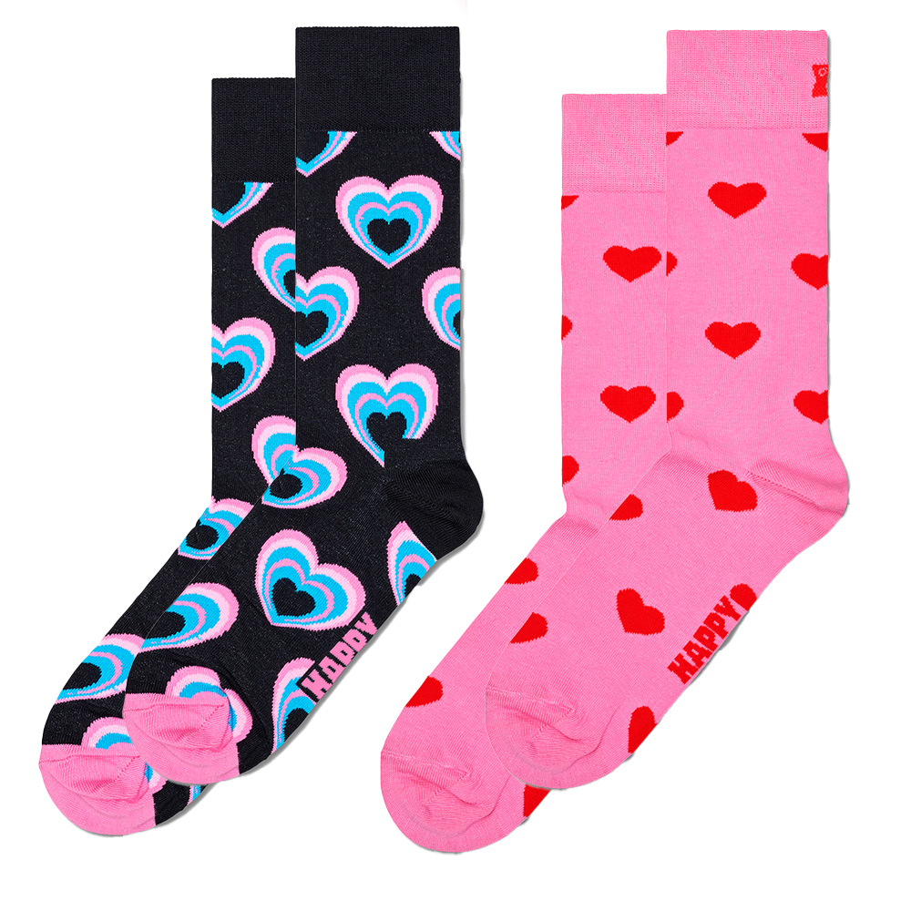 Foto 2 pulgar | Set 2 Calcetines Happy Socks Diseño Corazones Unisex