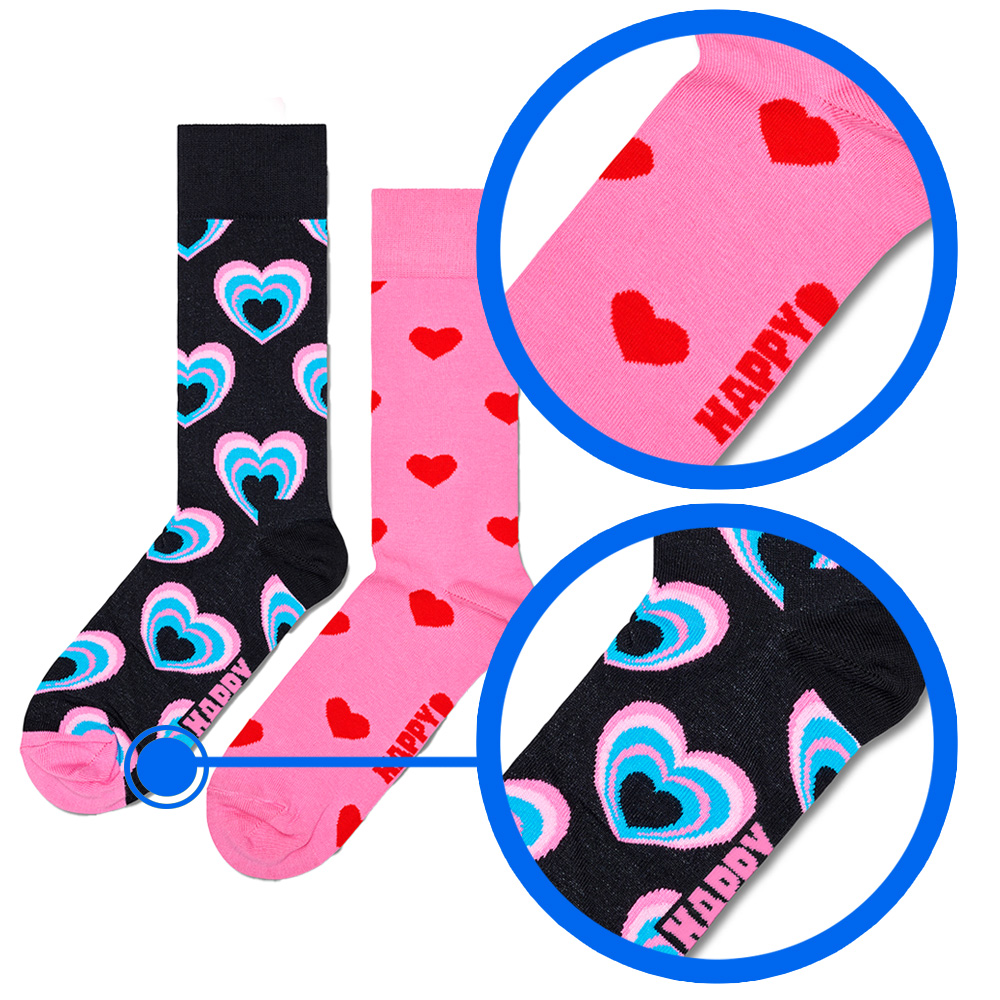 Foto 6 pulgar | Set 2 Calcetines Happy Socks Diseño Corazones Unisex