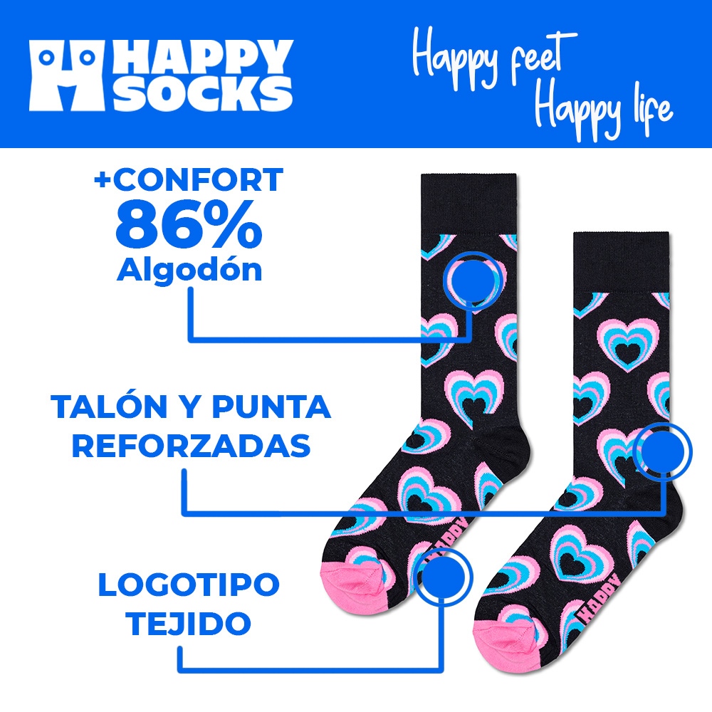 Foto 7 pulgar | Set 2 Calcetines Happy Socks Diseño Corazones Unisex