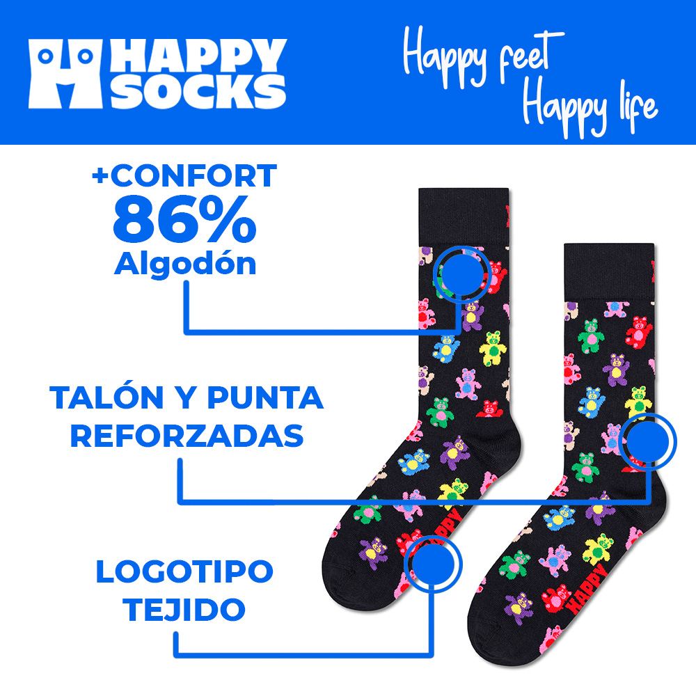 Foto 5 pulgar | Calcetines Happy Socks Diseño Ositos Multicolor Unisex