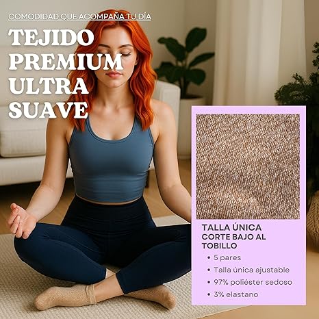 Foto 3 pulgar | Pack 5 Pares Calcetines Bajos Para Mujer Ultra Suaves | Corte Bajo Invisible | Tacto Sedoso Tipo Nube | Beige/blanco/n