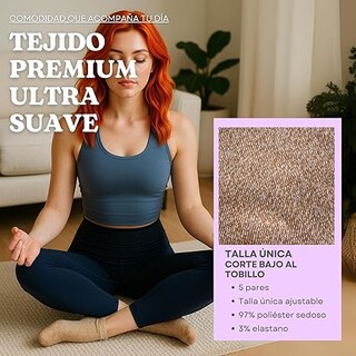 Foto 2 | Pack 5 Pares Calcetines Bajos Para Mujer Ultra Suaves | Corte Bajo Invisible | Tacto Sedoso Tipo Nube | Beige/blanco/n