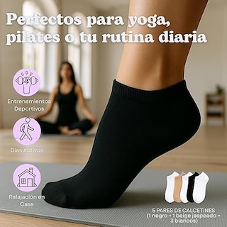 Foto 3 | Pack 5 Pares Calcetines Bajos Para Mujer Ultra Suaves | Corte Bajo Invisible | Tacto Sedoso Tipo Nube | Beige/blanco/n