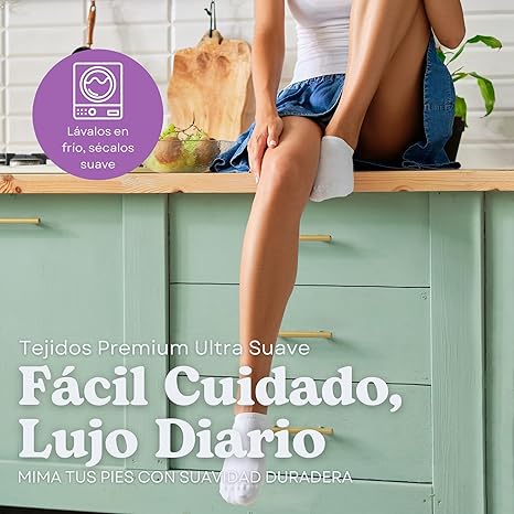 Foto 6 pulgar | Pack 5 Pares Calcetines Bajos Para Mujer Ultra Suaves | Corte Bajo Invisible | Tacto Sedoso Tipo Nube | Beige/blanco/n