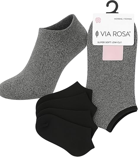 Foto 2 pulgar | 5 Pares Calcetines Bajos Para Mujer Ultra Suaves | Corte Bajo Invisible | Tacto Sedoso Tipo Nube Negro/gris