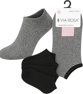 Foto 1 | 5 Pares Calcetines Bajos Para Mujer Ultra Suaves | Corte Bajo Invisible | Tacto Sedoso Tipo Nube Negro/gris