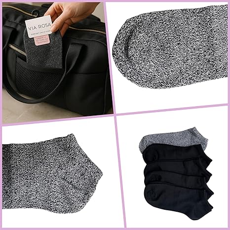 Foto 5 pulgar | 5 Pares Calcetines Bajos Para Mujer Ultra Suaves | Corte Bajo Invisible | Tacto Sedoso Tipo Nube Negro/gris