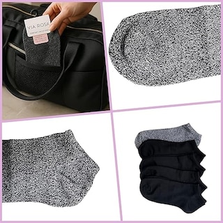 Foto 4 | 5 Pares Calcetines Bajos Para Mujer Ultra Suaves | Corte Bajo Invisible | Tacto Sedoso Tipo Nube Negro/gris