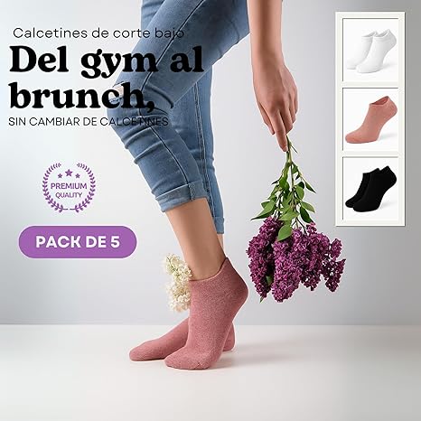 Foto 5 | Pack 5 Pares Calcetines Bajos Para Mujer Ultra Suaves | Corte Bajo Invisible | Tacto Sedoso Tipo Nube  ROSA/BLANCO/NEGRO