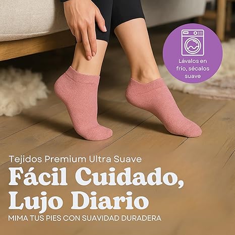 Foto 8 pulgar | Pack 5 Pares Calcetines Bajos Para Mujer Ultra Suaves | Corte Bajo Invisible | Tacto Sedoso Tipo Nube  ROSA/BLANCO/NEGRO
