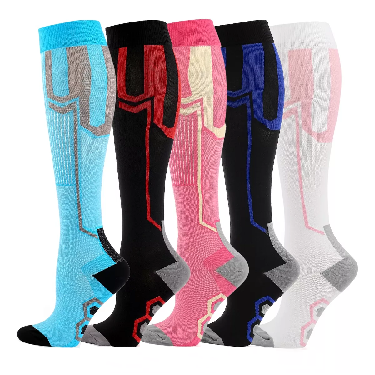 Foto 1 | Medias Calcetas de Compresión 5 Pares Talla L/XL Eo Safe Imports ESI-16949 Multicolor