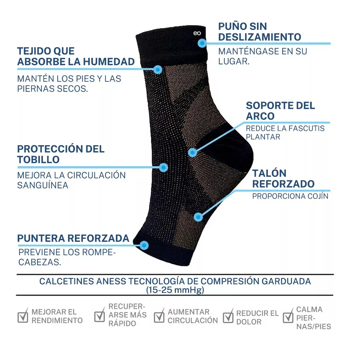 Foto 3 pulgar | 5 Pares De Calcetines Para Neuropatía Talla L/xl Eo Safe Imports Esi-19773 Multicolor