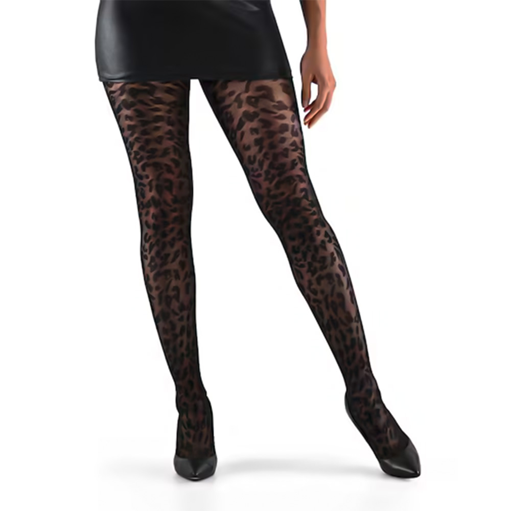 Foto 1 | Pantimedia Opaca Fantasía Con Estampado Animal Print | Set De 2 Piezas – Negro