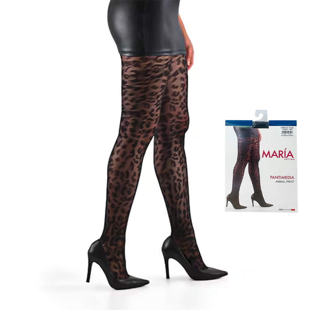 Foto 5 | Pantimedia Opaca Fantasía Con Estampado Animal Print | Set De 2 Piezas – Negro