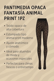 Foto 6 | Pantimedia Opaca Fantasía Con Estampado Animal Print | Set De 2 Piezas – Negro