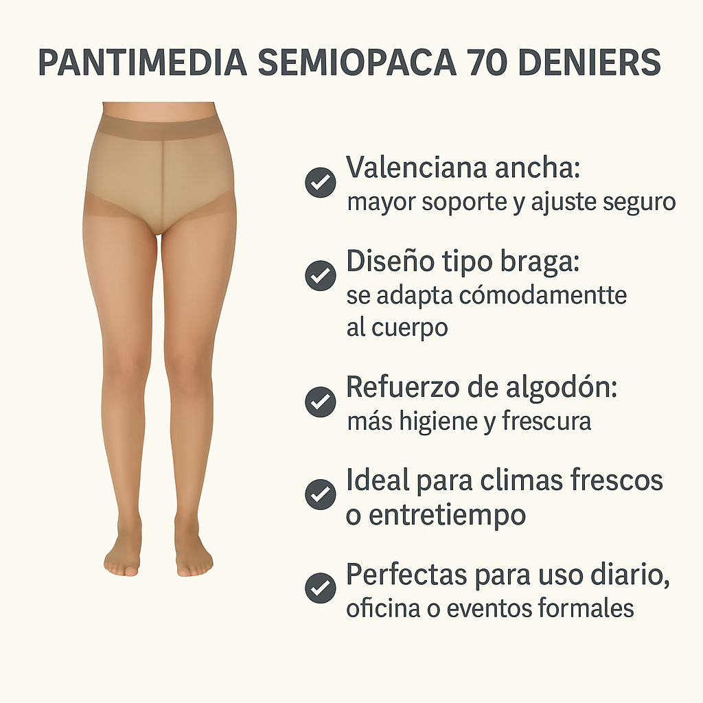 Foto 8 pulgar | Pantimedias Beige María Íntima 2 Piezas