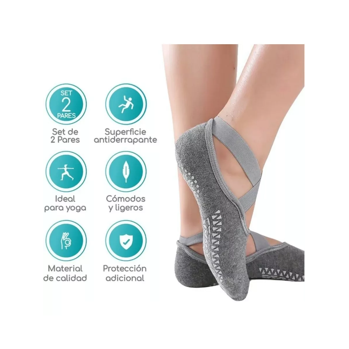 Foto 4 pulgar | Calcetines De Yoga Danza Pilates 5 Pares Eo Safe Imports Esi-8508 Multicolor