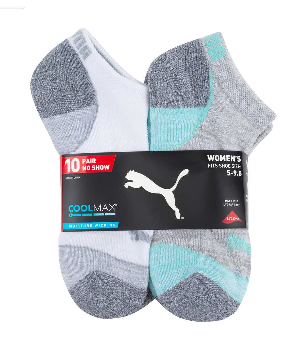 Foto 1 | Calcetas Puma 10 Pares Deportivas Blancas para Mujer