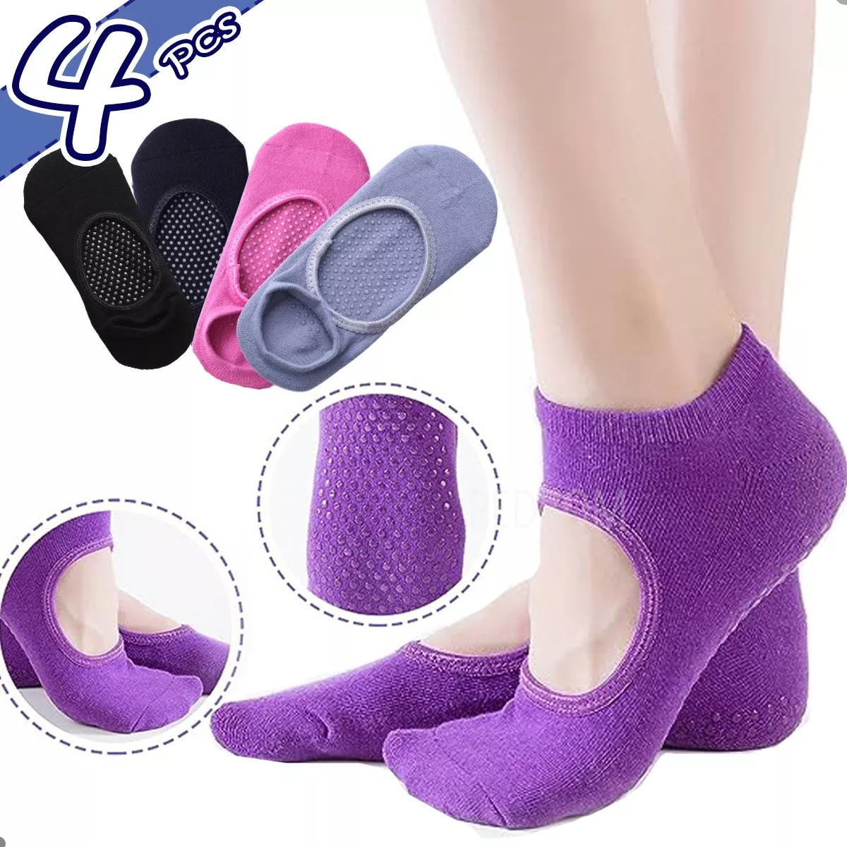 Foto 3 pulgar | Calcetines Para Yoga Pilates 4 Pares Eo Safe Imports Esi-15798 Multicolor