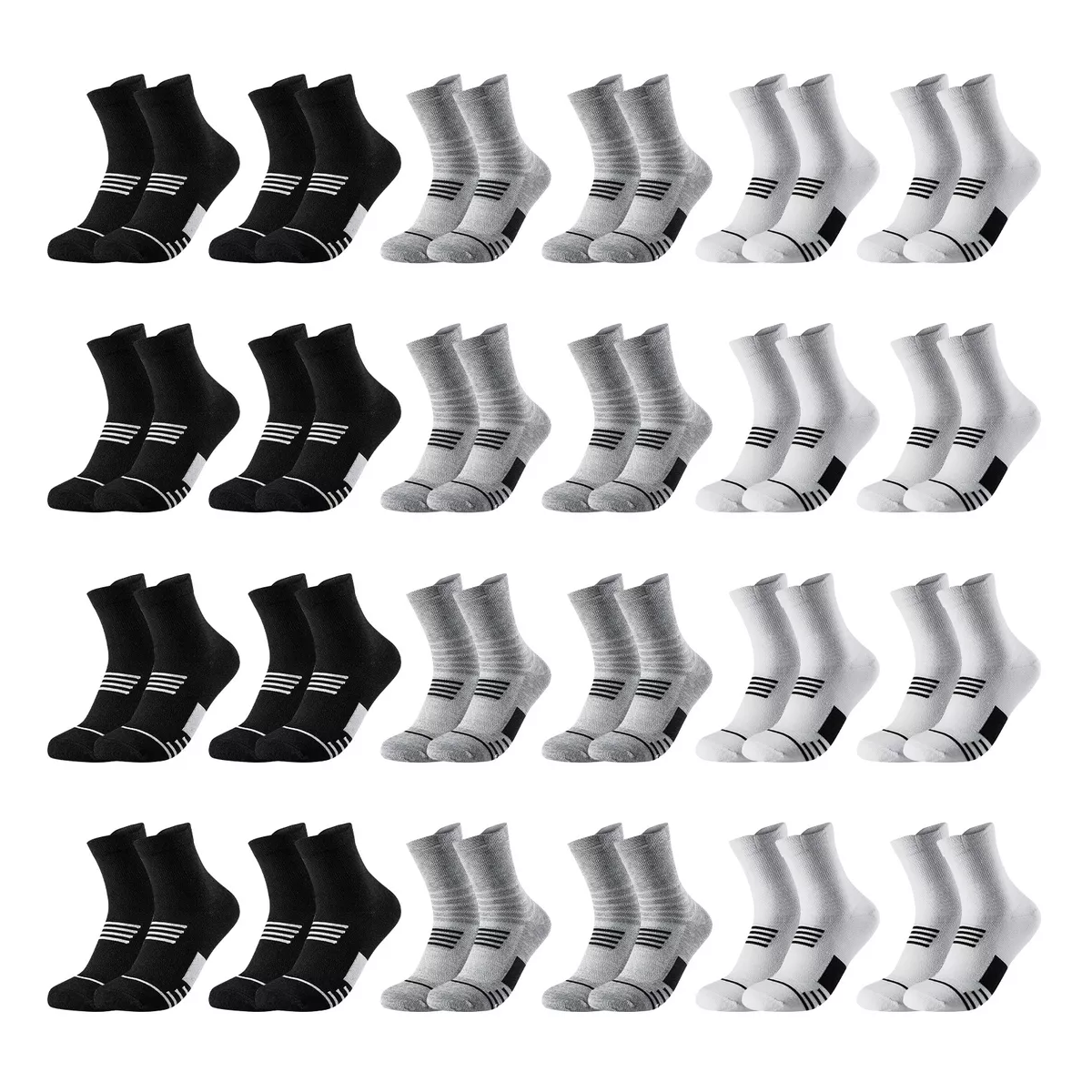 24 Pares Calcetines Deportiva Hombre 100% Algodón Eo Safe Imports Esi-15791 Multicolor