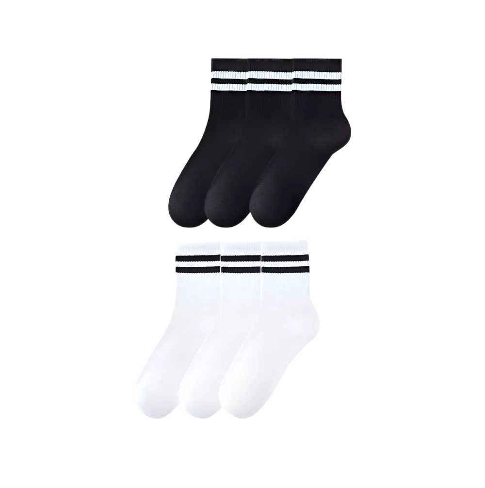 Foto 2 pulgar | Calcetas Unisex De Algodón Calcetines Deportivos 6 Pares, 3 Negros 3 Blancos 22.5mx-27mx