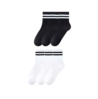 Foto 1 | Calcetas Unisex De Algodón Calcetines Deportivos 6 Pares, 3 Negros 3 Blancos 22.5mx-27mx