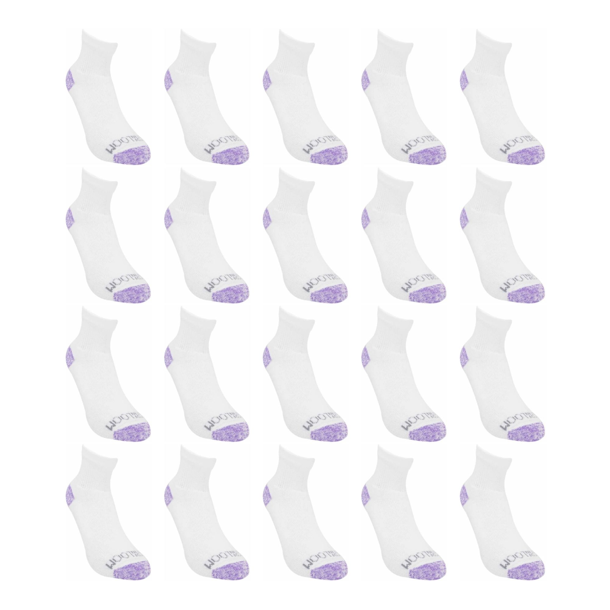 Foto 3 pulgar | 20 Pares De Calceta Quarter Para Mujer, Fruit Ot The Loom, Color Blanco Con Lila