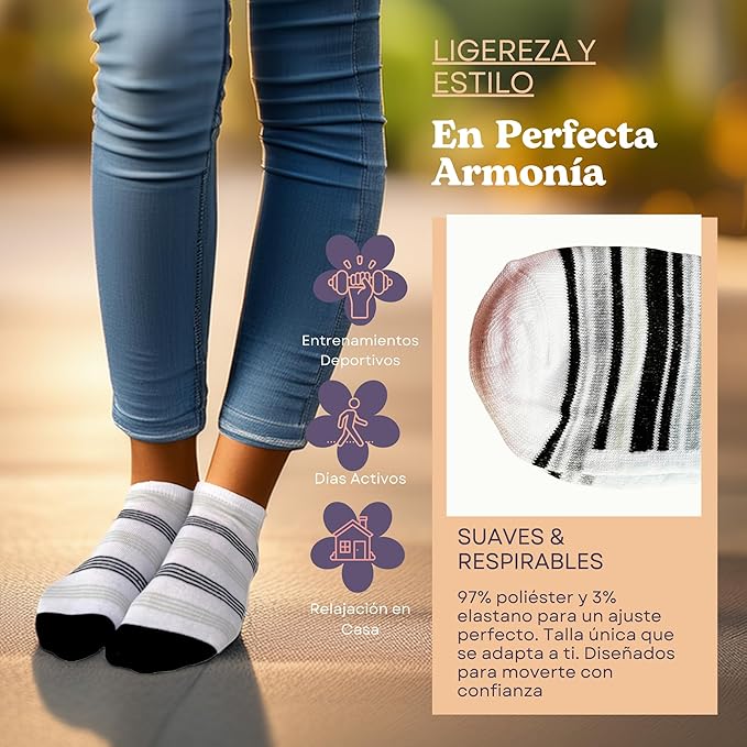Foto 4 pulgar | Paquete De 10 Calcetines Mujer Tobilleros | Medios Acolchonados Para Mayor Comodidad | Calcetas Deportivas