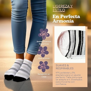 Foto 3 | Paquete De 10 Calcetines Mujer Tobilleros | Medios Acolchonados Para Mayor Comodidad | Calcetas Deportivas