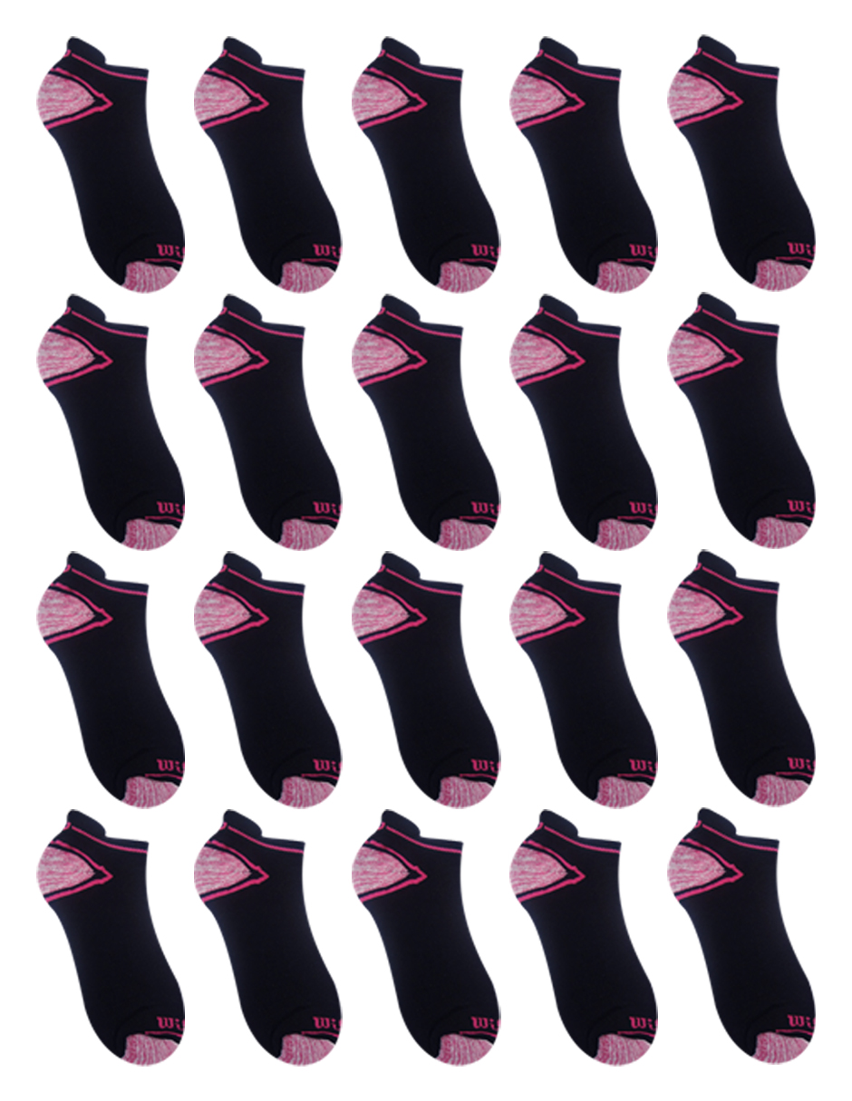 Foto 3 pulgar | Paquete Calcetines Tin para Dama Wilson con Felpa 20 Pares  Negro Punta Talón Bicolor Rosa Unitalla