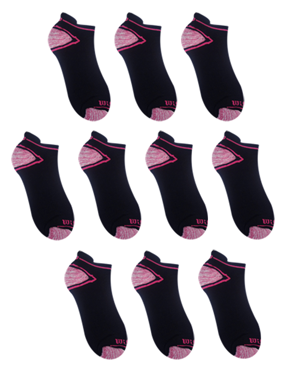 Foto 3 pulgar | Paquete de Calcetines Tin Dama Wilson con Felpa 10 Pares color Negro Punta Talón Bicolor Rosa Unitalla