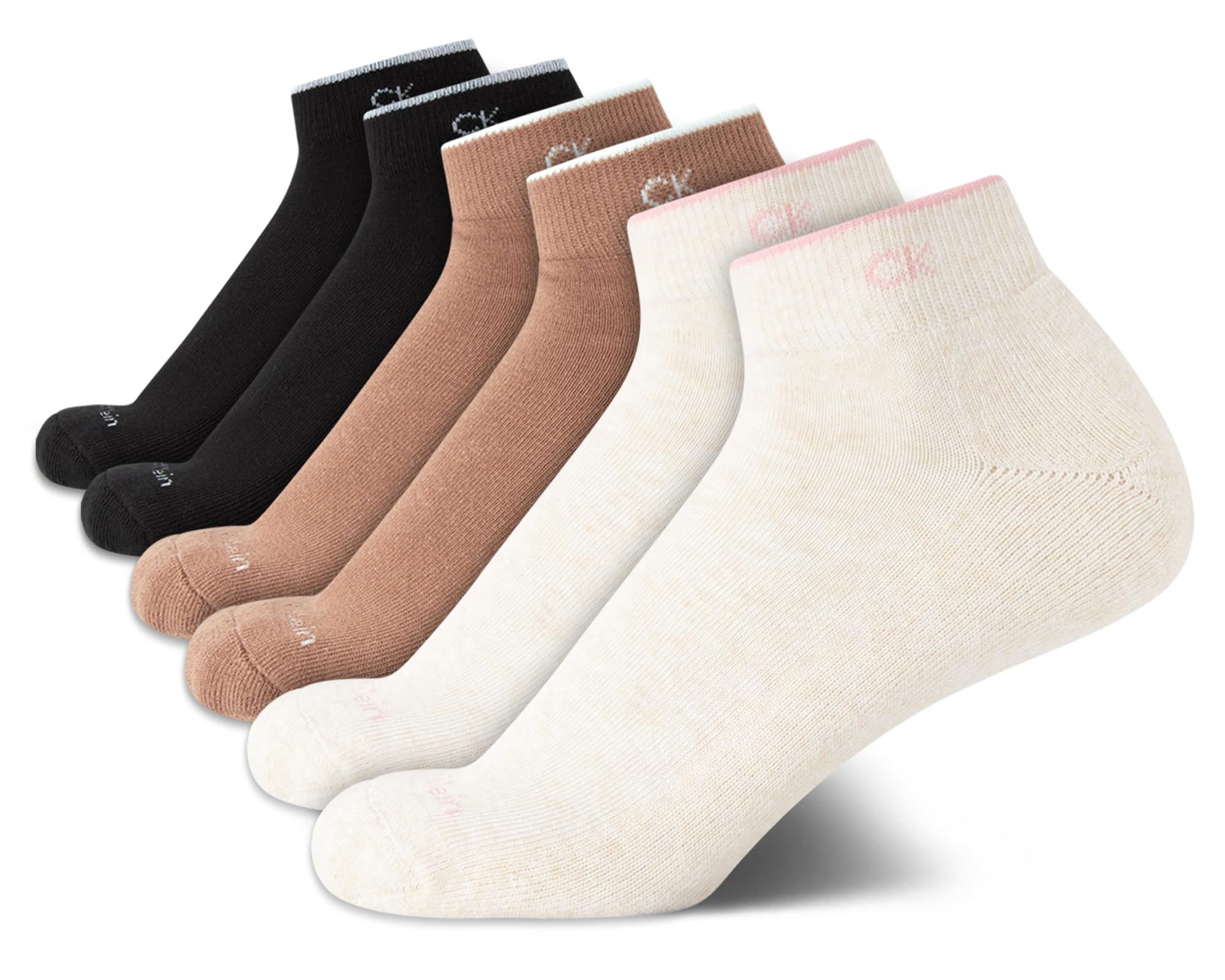 Foto 2 pulgar | Calcetines De Tobillo Calvin Klein Para Mujer, Paquete De 6, Tallas 4-10, Color Avena - Venta Internacional.