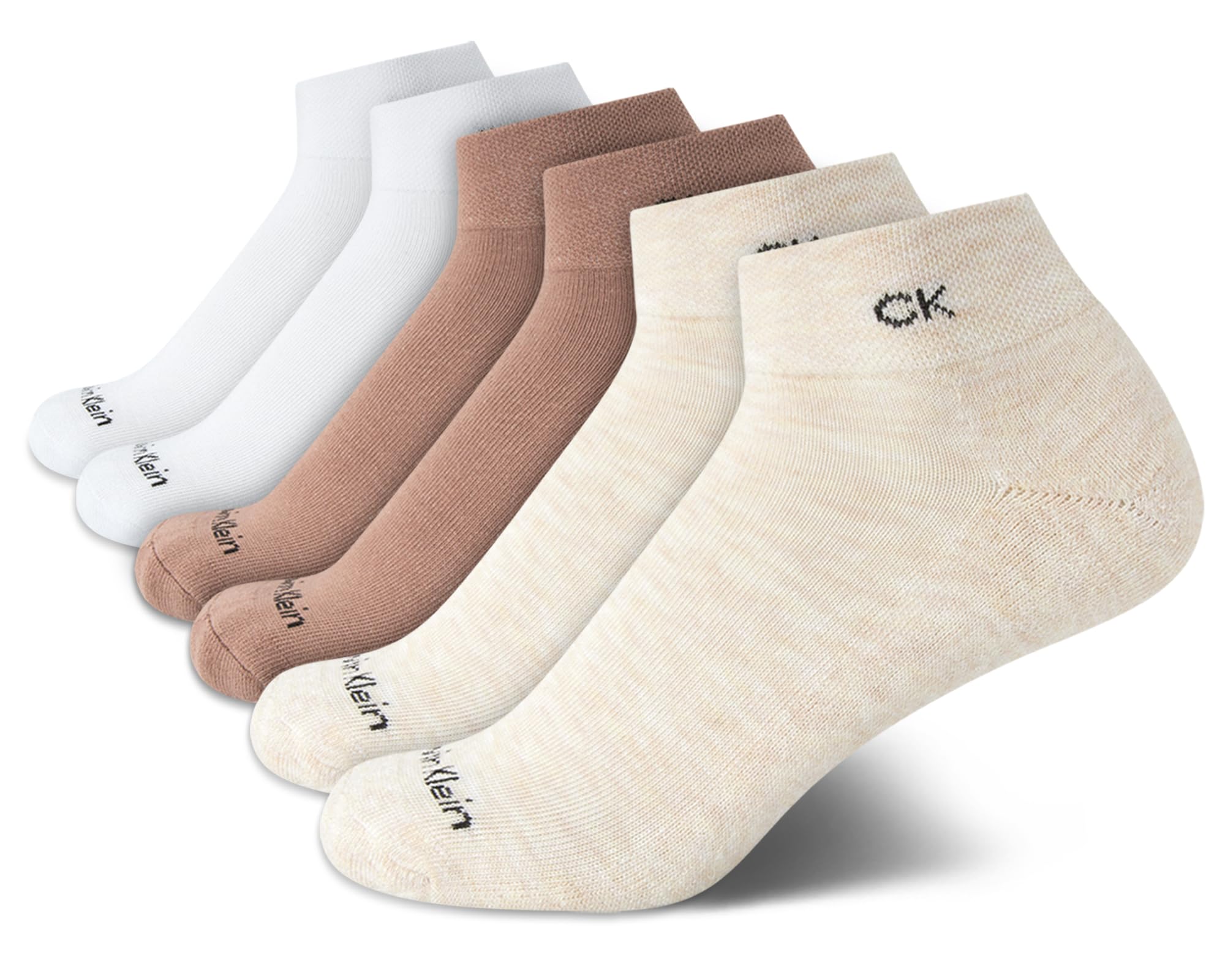 Foto 2 pulgar | Calcetines Calvin Klein Para Mujer, Paquete De 6, Blanco/marrón, Tallas 4-10 - Venta Internacional.