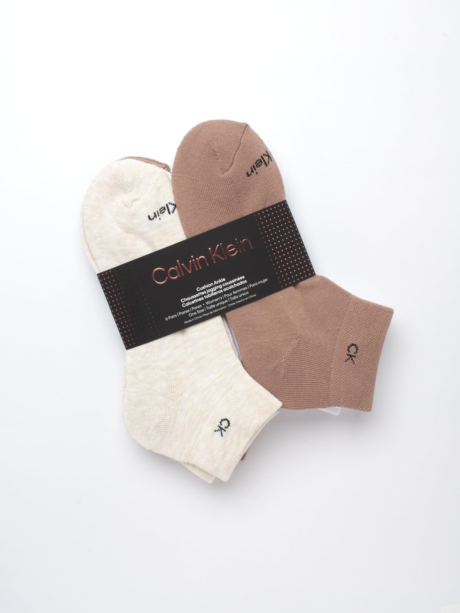 Foto 3 pulgar | Calcetines Calvin Klein Para Mujer, Paquete De 6, Blanco/marrón, Tallas 4-10 - Venta Internacional.