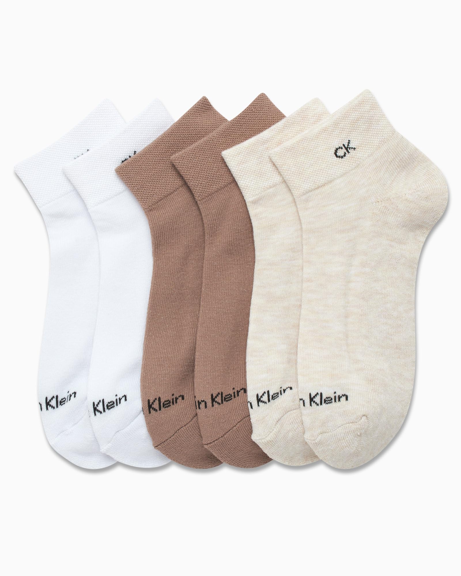 Foto 4 pulgar | Calcetines Calvin Klein Para Mujer, Paquete De 6, Blanco/marrón, Tallas 4-10 - Venta Internacional.