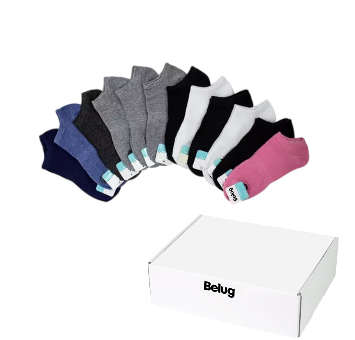 Paquete 12 Pares Tin Invisible Dama, Belug No Sobresale Del Teni Colores