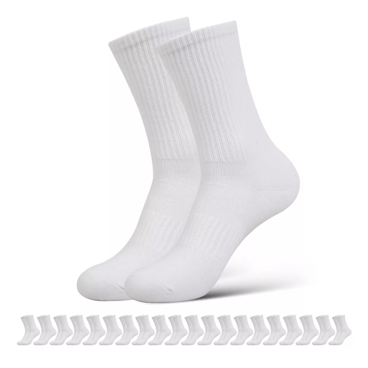 20 Pares Calcetines Deportivos Hombre Algodón 100% Eo Safe Imports Esi-17079 Blanco