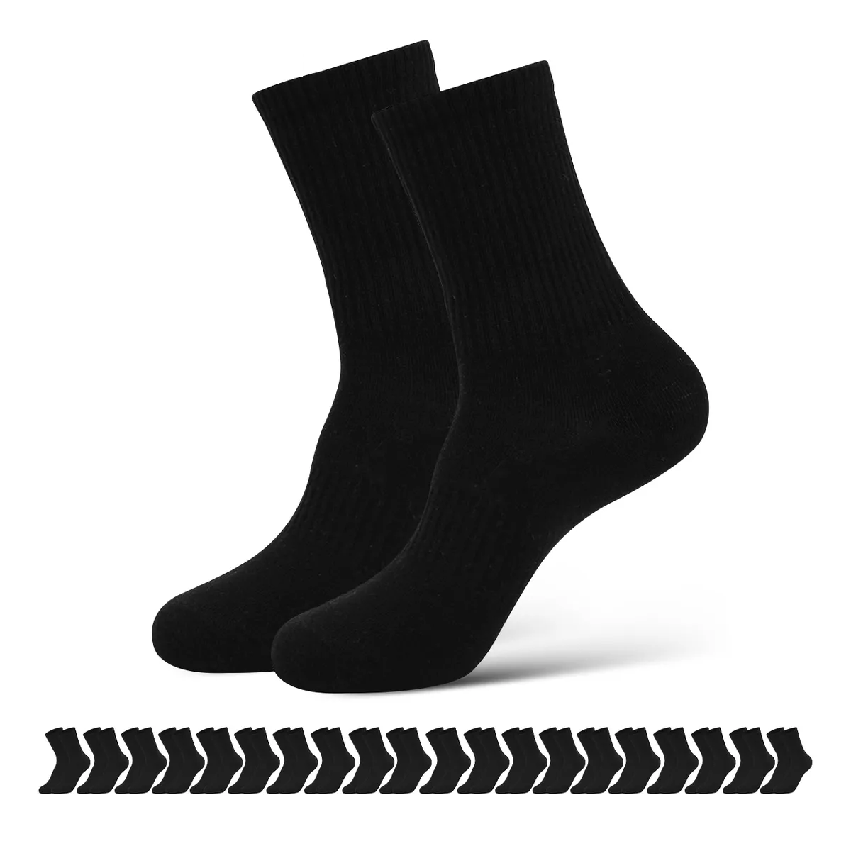 20 Pares Calcetines Deportivos Hombre Algodón 100% Eo Safe Imports  Esi-17080negro