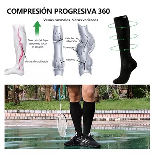Foto 3 | 12pares Calcetas De Compresión Hombre Mujer Largas Eo Safe Imports Esi-17333-1 Multicolor