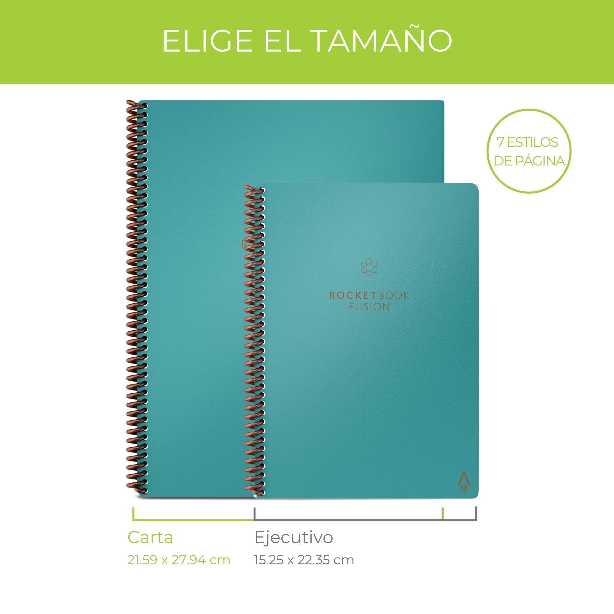 Foto 4 | Cuaderno Inteligente Rocketbook Fusion 7 Plantillas De Página Carta, Turquesa.